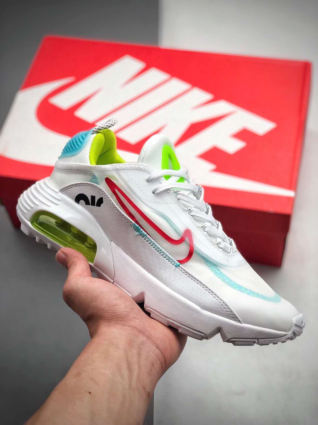 Nike Air Max 2090 White Red Green Blue Shoes CT7695-106 - Stylish and Iconic Footwear for Ultimate Comfort