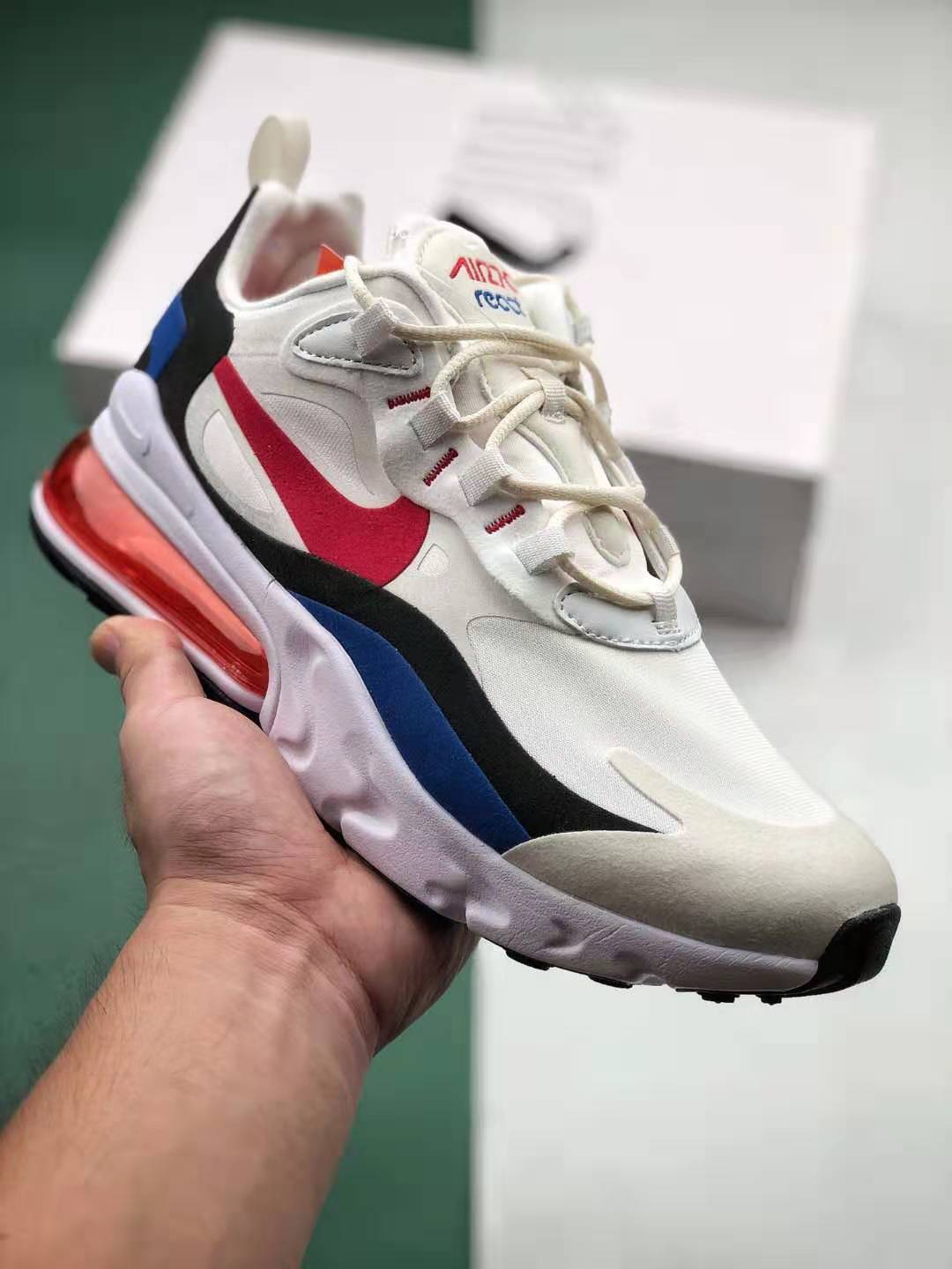 Nike Air Max 270 React White Black Blue Red Casual Running Shoes