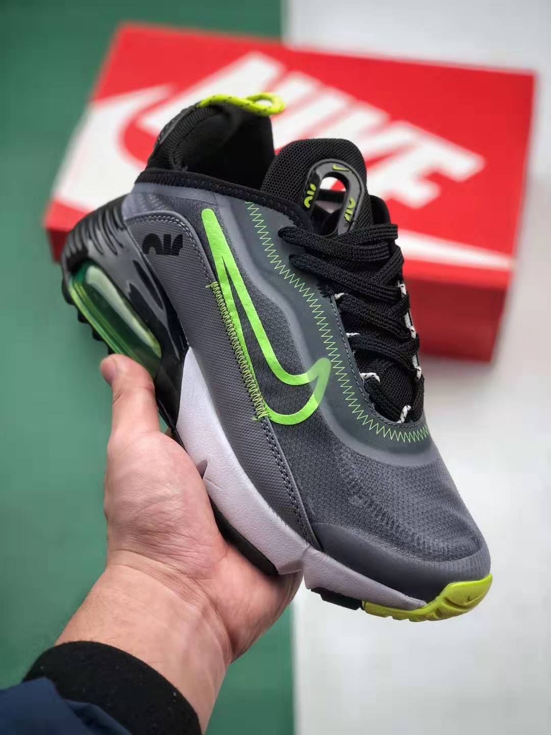 Nike Air Max 2090 Silver Grey Black Fluorescent Green CT7698-011 - Trendy & Stylish Sneakers