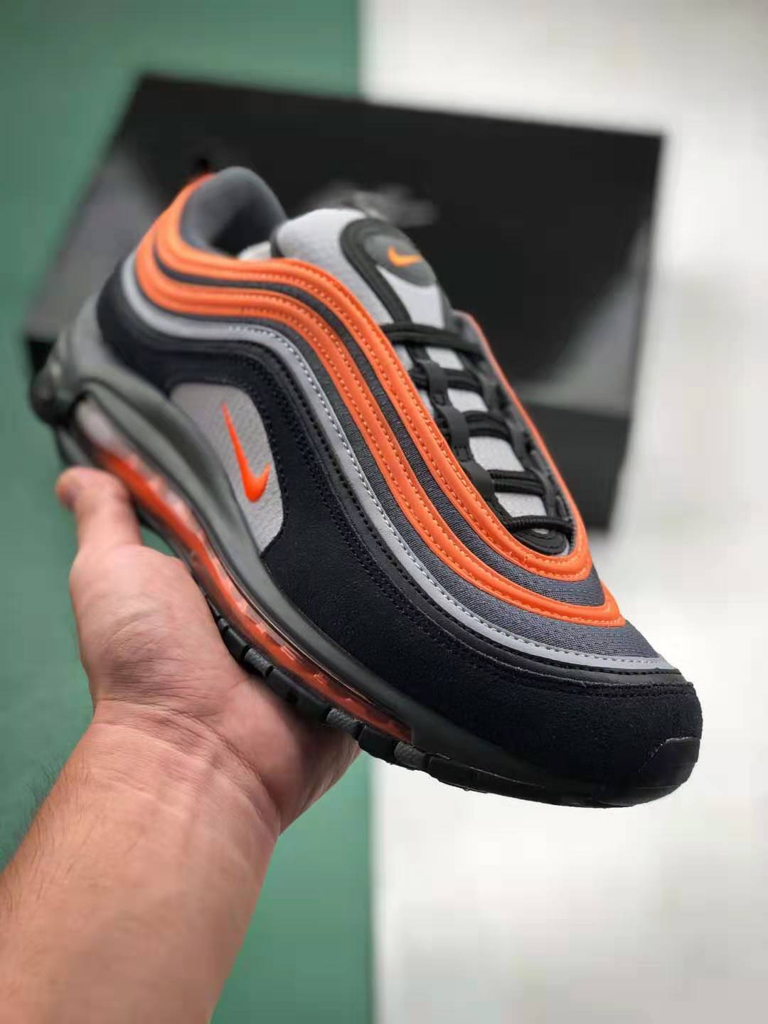 Nike Air Max 97 Wolf Grey Total Orange Black 921522-013 - Stylish and Versatile Footwear for the Modern Individual