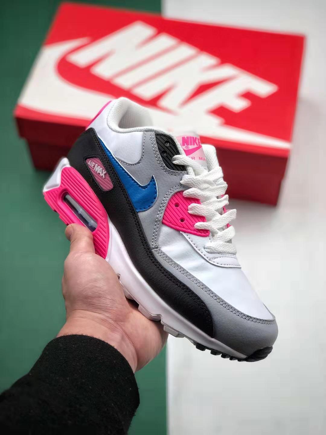 Air Max 90 Leather GS 'White Photo Blue Pink' 833376-107 | Shop Stylish Youth Sneakers Online