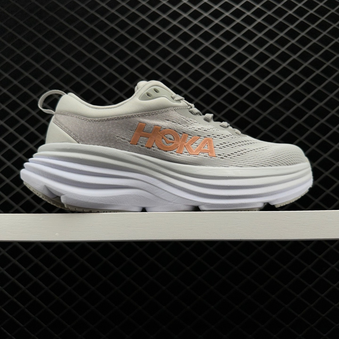 Hoka One One Bondi 8 Running Shoes Gray Pink 1127954-HML D | Best Price & Free Shipping